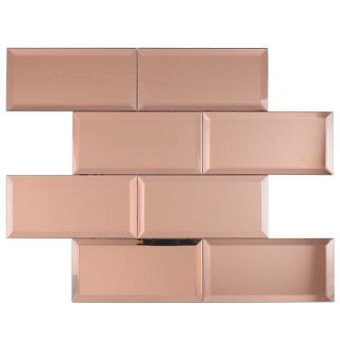 Imagem de Kit 1m² Pastilha de Vidro Refletivo 37cm X 30cm Champagne