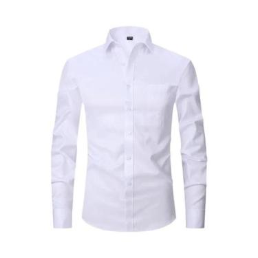 Imagem de Camisa Social Masculina Branca Clássica Com Punho Francês, Manga Longa