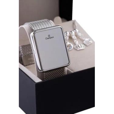 Imagem de Relógio Digital Feminino Champion Prata Espelhado CH40080S-P
