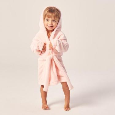 Imagem de Roupão Infantil de Microfibra Tam. PP Baby Joy, Gata rosa