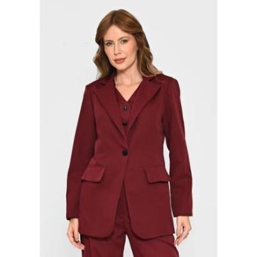 Imagem de Blazer Bisô Alfaiataria Lisa Vinho-Feminino