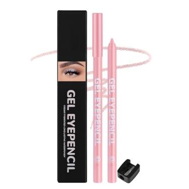 Imagem de Erinde Lápis delineador rosa à prova d'água, lápis delineador de olhos de gel cremoso, deslizamento suave, de longa duração, impermeável, apontador e à prova de manchas para olhos sensíveis, sem