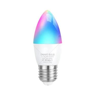 Imagem de Lâmpada LED Inteligente Wi-Fi Bluetooth RGB Colorida 5W E27 E14 Compat