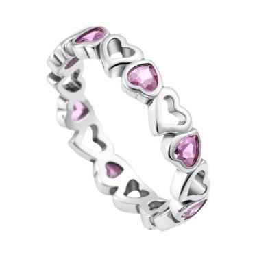 Imagem de Anel Feminino De Prata Esterlina 925 Com Mini Snoopy, Diamante Rosa De