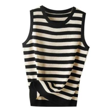 Imagem de Top De Listras Feminino Para O Verão, Confeccionado Em Malha Macia, Se