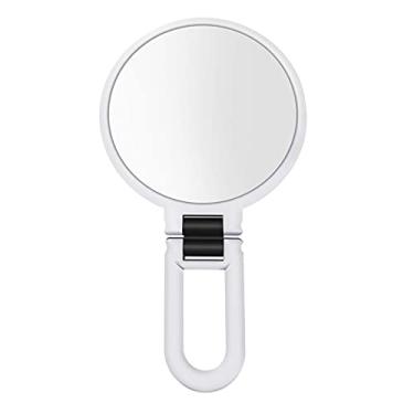 Imagem de Espelho de Mão com Aumentação Dupla Face Viagem Dobrável e Portátil 10X 15X Maquiagem Pedestal Conversível Design