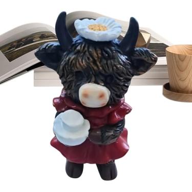 Imagem de Estatueta de vaca Highland | Decoração de prateleira de vaca de mesa de resina | Estátua de animal de mesa de casa - para crianças, adultos, casa, sala, cozinha, banheiro, quarto, sala de estar, mesa