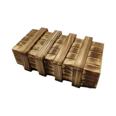 Imagem de Caixa De Quebra-Cabeça De Madeira Vintage 3D Com Compartimento Oculto 