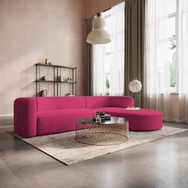 Imagem de Sofá Modular Sala de Estar Decoração Luxo 265cm Lado Esquerdo Suede Celinne Luxuoso Pink
