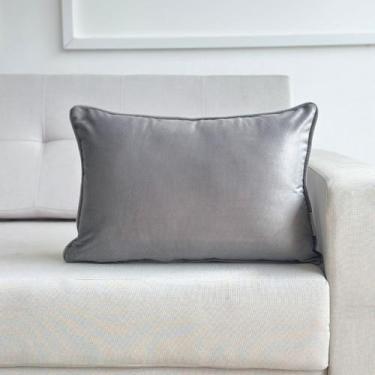 Imagem de Capa de Almofada Veludo Decorativa 45x30 Cinza Claro - AMOFADAS