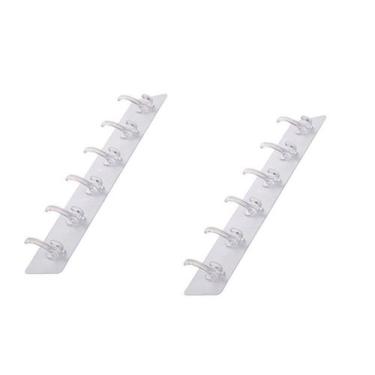 Imagem de Kit 2 Cabides Multiuso Adesivo De Parede Com 6 Ganchos 35cm - Generic