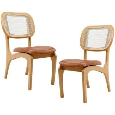 Imagem de Kit 2 Cadeiras Para Sala De Jantar Estofada E Tela Mariah L02 Couríssimo Camel