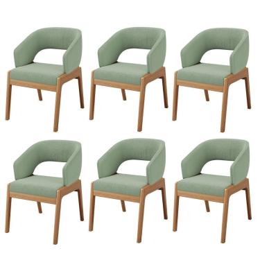 Imagem de Kit 06 Cadeiras De Jantar E Estar Living Estofada Lince L02 Bouclê Oliva - Lyam Decor