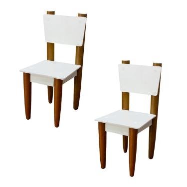 Imagem de Kit 2 Cadeiras Infantil Avião Palito Branca Assento Laminado Design Quarto Menina Menino Clean Mobília Decor