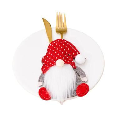 Imagem de Suporte Para Talheres De Natal Em Forma De Gnomo Papai Noel, Bolsa Par