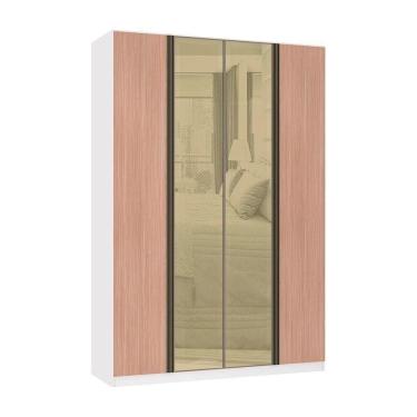 Imagem de Guarda Roupa 4 Portas 3 Gavetas 159,2 Cm Com Vidro Reflecta Bronze Prime Luciane Móveis