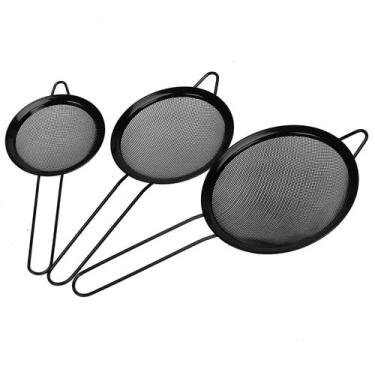 Imagem de Kit Conjunto Jogo Peneiras de Inox Preto Fosco Resistentes - Wincy