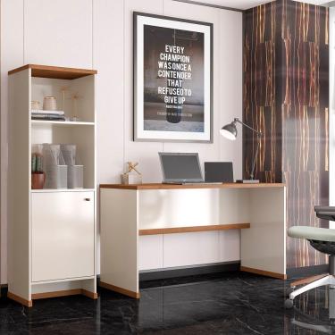 Imagem de Conjunto Escritório 2 Peças - Mesa E Armário Verbena - Offwhite/ Offwhite/