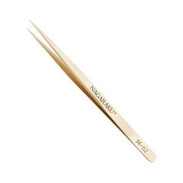 Imagem de Pinça Alongamento de Cílios Reta Dourada Nagaraku M-02 - Alta Precisão