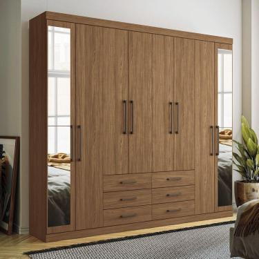 Imagem de Guarda Roupa 8 Portas E 6 Gavetas Com Espelho Havana Master Santos Andirá Jatoba