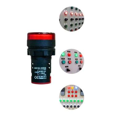 Imagem de Kit 10 Sinaleiros Led Painel Embutir Luminoso 22mm Vermelho - 220V - S