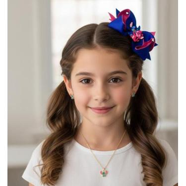 Imagem de Kit Colar Infantil e Brincos Stitch Angel Lilo Folheado Dourado + Pres