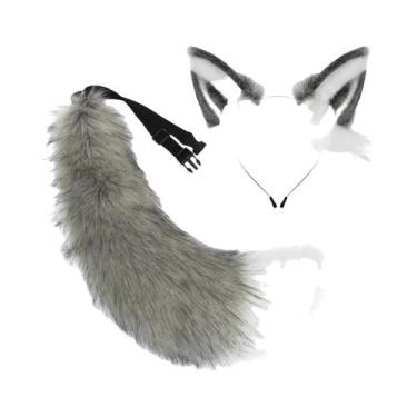 Imagem de Conjunto De Tiara Com Orelhas De Animais De Pelúcia E Cauda Para Festa