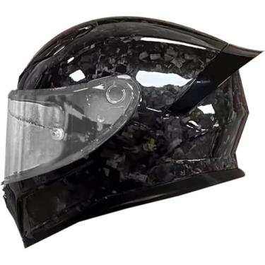 Imagem de Capacete De Motocicleta De Fibra De Carbono, Capacete De Motocicleta Facial Com Asa De Cauda, Capacete De Motocicleta Aprovado Pelo Dot/Ece Capacete De Bicicleta De Rua Para Hom, W, L(57-58CM)