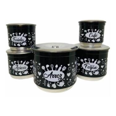 Imagem de Potes Porta Mantimentos Jogo De Lata Em Alumínio 5 Peças - Alumínios B