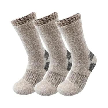 Imagem de Meias Masculinas De Inverno, Grossas, Térmicas, De Cano Médio, De Lã, 