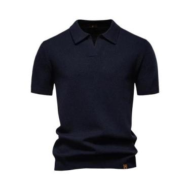 Imagem de Camisa Polo Masculina Premium Respirável De Cor Sólida Para Golfe Verã