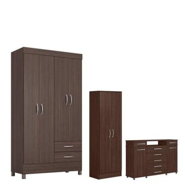 Imagem de Guarda Roupa Solteiro Astro Com Multiuso Golden Com Cômoda London Café - Demóbile