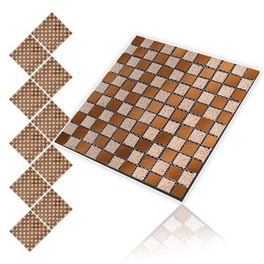 Imagem de Pastilha Autocolante De Vidro Kit 10 Uni Parede Cozinha Box Banheiro Sala Decorativa Facil Aplicacao Moderna Requintado