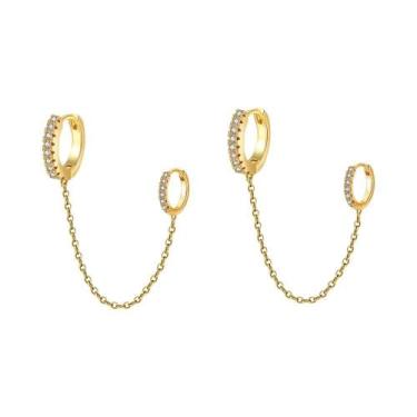 Imagem de Conjunto De Brincos De Argola Dupla Em Aço Inoxidável Com Zircônia, Pi