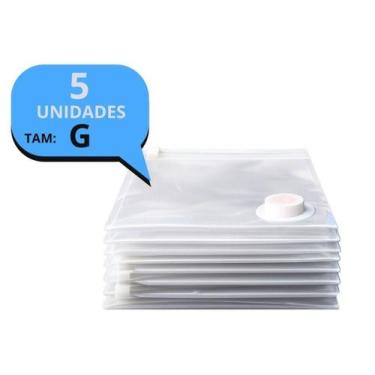 Imagem de Kit 5 Sacos a Vácuo Organizador 100x80 Edredom Roupas Guarda Roupa Mal