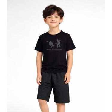 Imagem de Conjunto Infantil Blusa E Bermuda Masculina Select Preto, 10, Preto