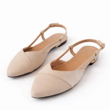 Imagem de Sapatilha Rasteira Sandalia Bico Fino Slingback Off Feminina Sapato Di