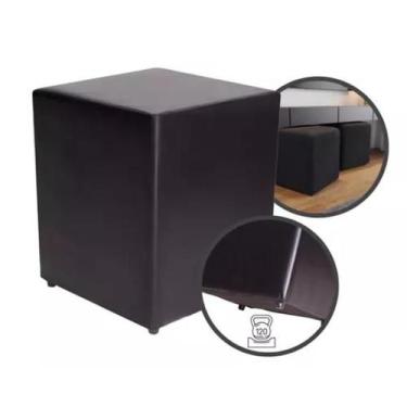 Imagem de Puff Cubo Decorativo Preto Material Sintético  42x35cm  Suporta até 12