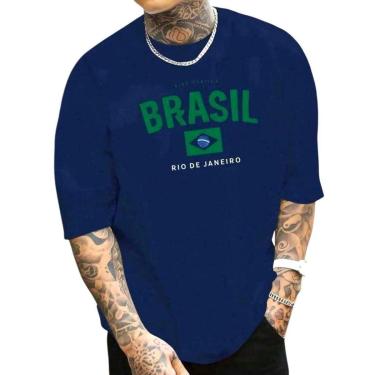 Imagem de Camiseta Masculina Brasil Rio de Janeiro Estilosa Jogos Copa do P ao G1-Masculino