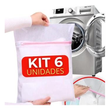 Imagem de Kit 6 Saco Para Lavar Roupas Delicadas Saquinhos De Máquina - Congratu