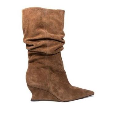 Imagem de Bota Carrano Slouchy Anabela Slim Couro Suede Marrom Brownie-Feminino