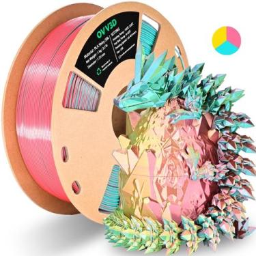 Imagem de Filamento de impressora 3D OVV3D PLA Silk Tri-Colors 1,75 mm 1 kg