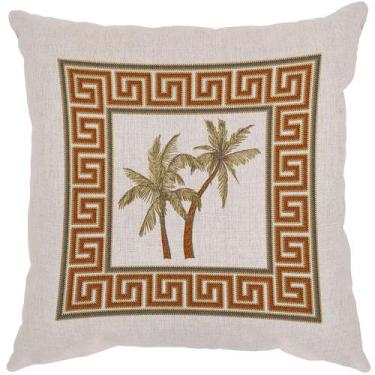 Imagem de Capa Almofada 50x50 Linho Chave Grega Tropical Terracota D - LA FAVORI