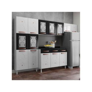 Imagem de Cozinha de Aço Compacta Telasul Mirage New 5 Vidros 3 Peças Branco/Pre