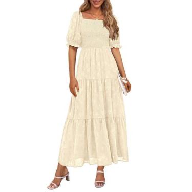 Imagem de Vestido PRETTYGARDEN 2025 Verão Midi Bege Floral Boho XXL
