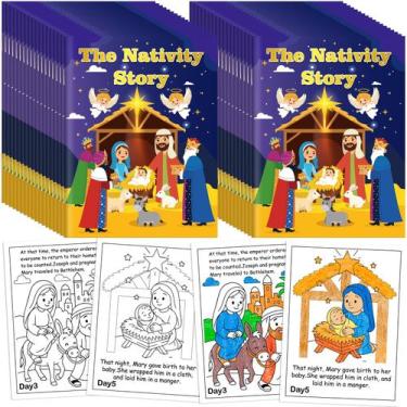 Imagem de Livros para Colorir 90shine Conjunto de 36 Peças História do Presépio 