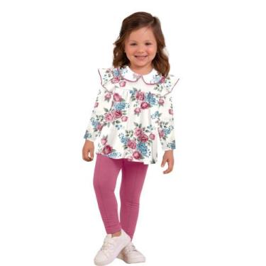 Imagem de Conjunto Menina Milon em Cotton Blusa Florida e Legging Rosa/Off Taman
