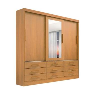Imagem de Guarda Roupa Roupeiro Meridian Plus 3 Portas 9 Gavetas Com Espelho Cin