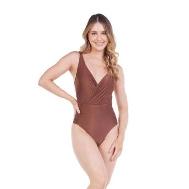 Imagem de Maiô Praia Elegante Costas em Macramê Artesanal Cor:MARROMTamanho:M - 