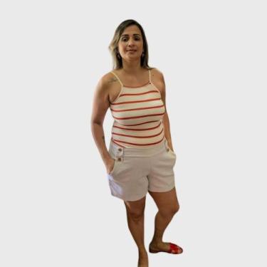 Imagem de Blusa cropped listrada telha - Divas&Sofisticadas, Listrada telha, úni
